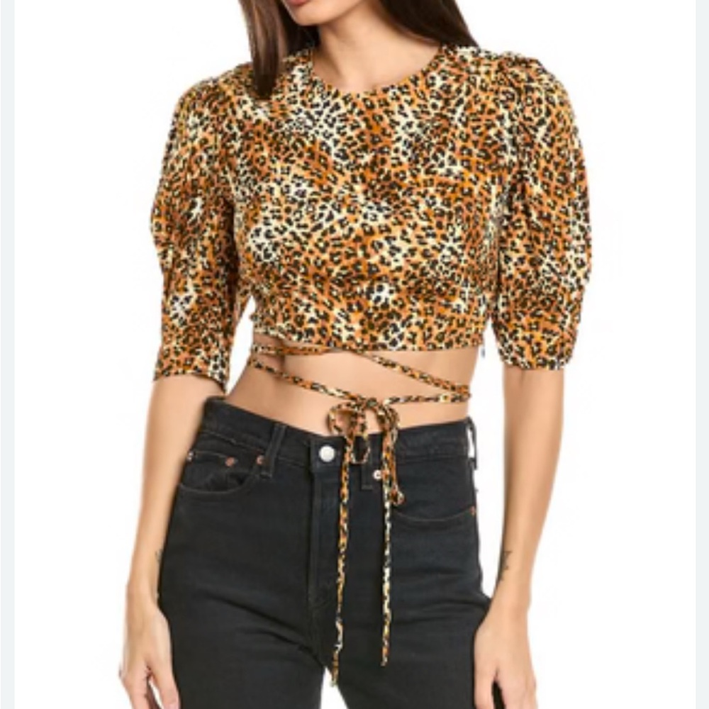 MAJE Lipard Leopard Print Wrap Top Size 2 ~ Medium ~ NWT